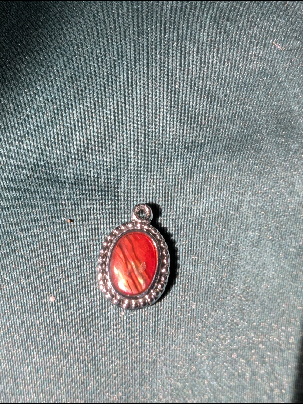 Oval Spiney Oyster Shell Charm Pendant in Silver Frame - Women Jewelry